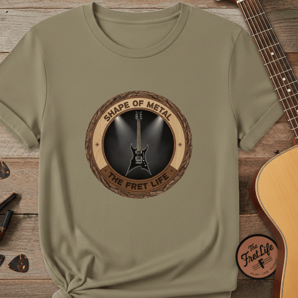 Printify T-Shirt Khaki / S Shape of Metal Tee | BC Rich Warlock Mockingbird Heavy Metal Guitar Shirt