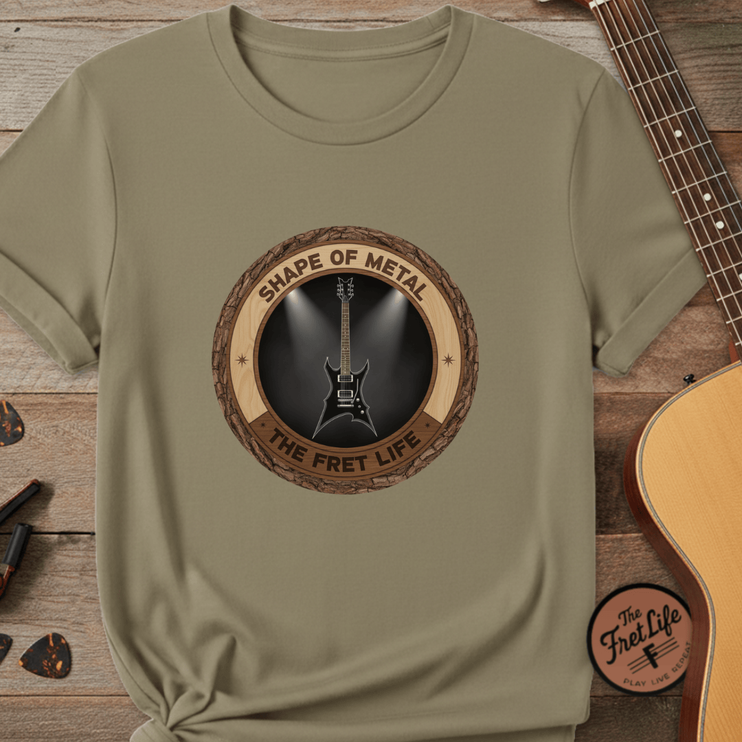 Printify T-Shirt Khaki / S Shape of Metal Tee | BC Rich Warlock Mockingbird Heavy Metal Guitar Shirt