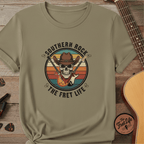 Printify T-Shirt Khaki / S Southern Rock Skull: The Fret Life Outlaw Tee