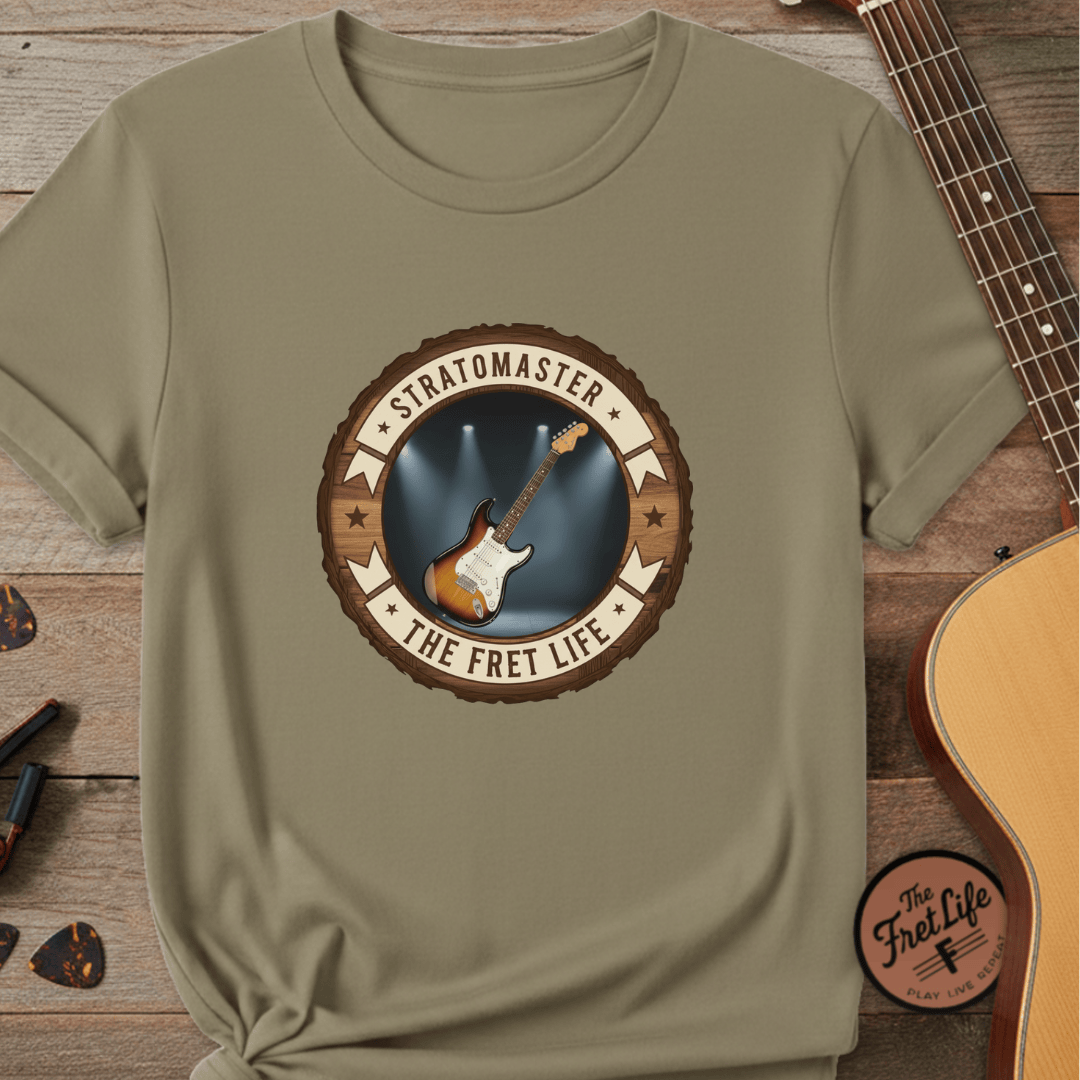 Printify T-Shirt Khaki / S Stratomaster Tee | Fender Stratocaster Electric Guitar Fan Shirt