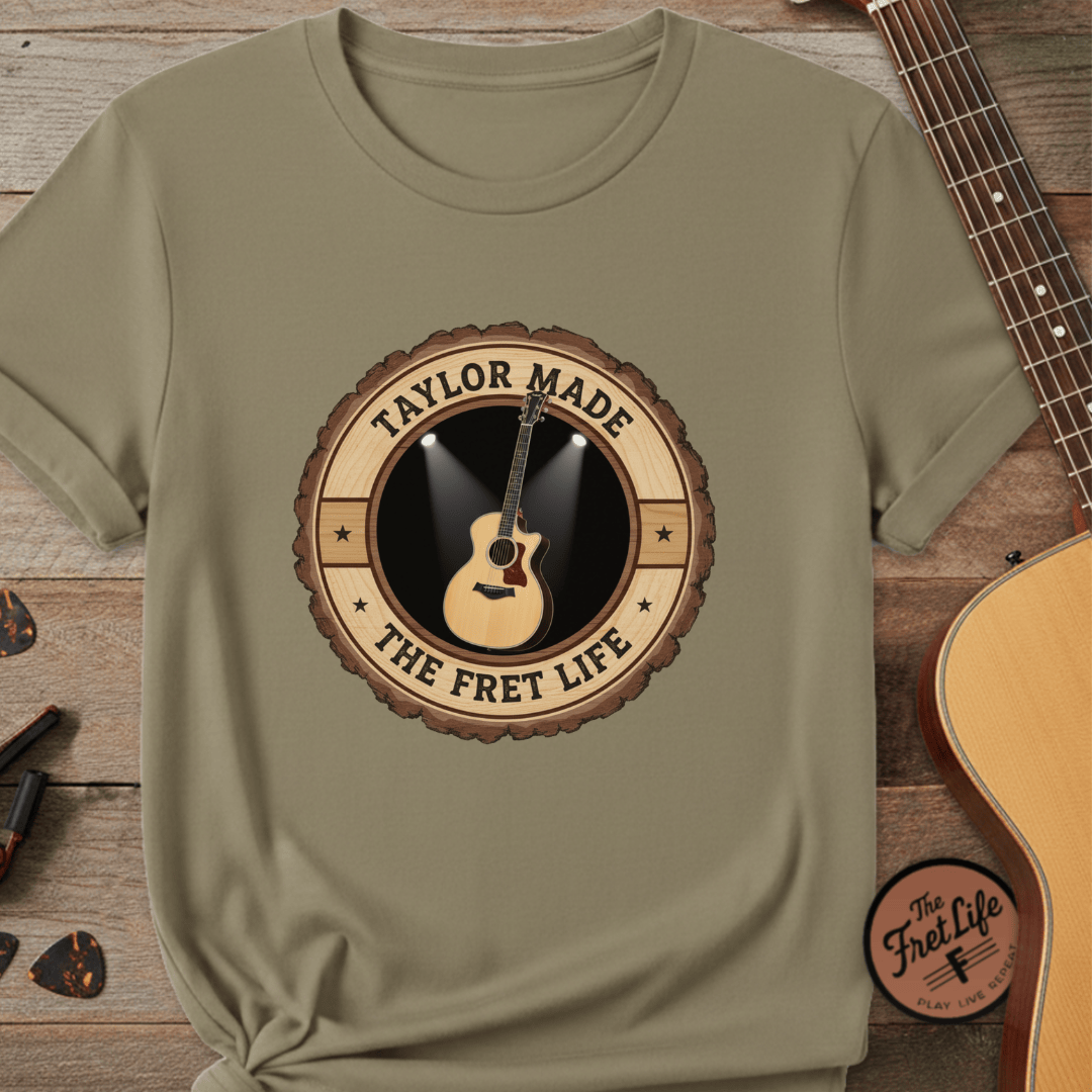 Printify T-Shirt Khaki / S Taylor Made Tee | Modern Acoustic Guitar Player Shirt