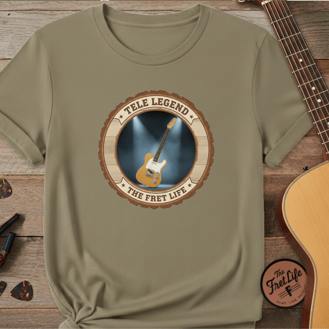 Printify T-Shirt Khaki / S Tele Legend Tee | Fender Telecaster Twang Electric Guitar Shirt