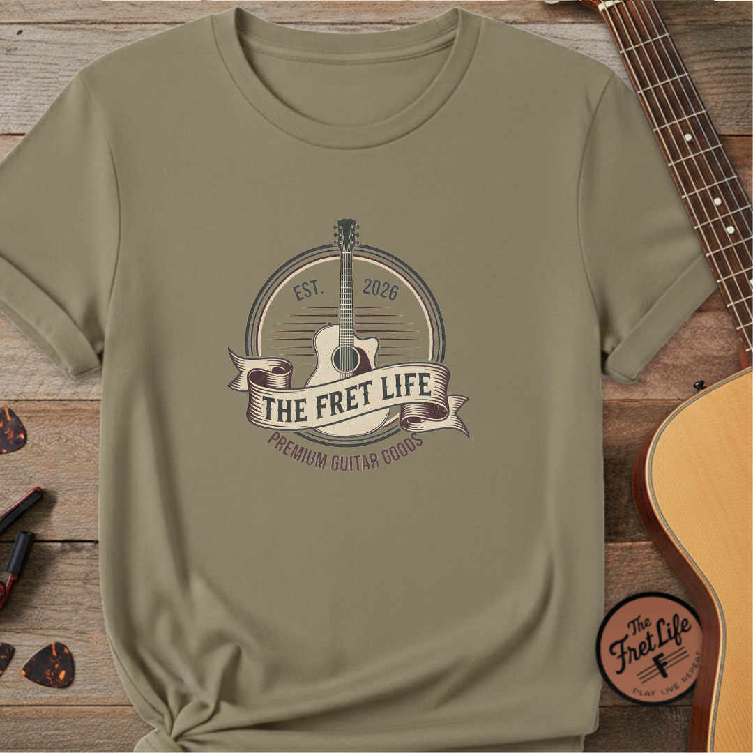 Printify T-Shirt Khaki / S The Fret Life |  Guitar Goods Premium Tee