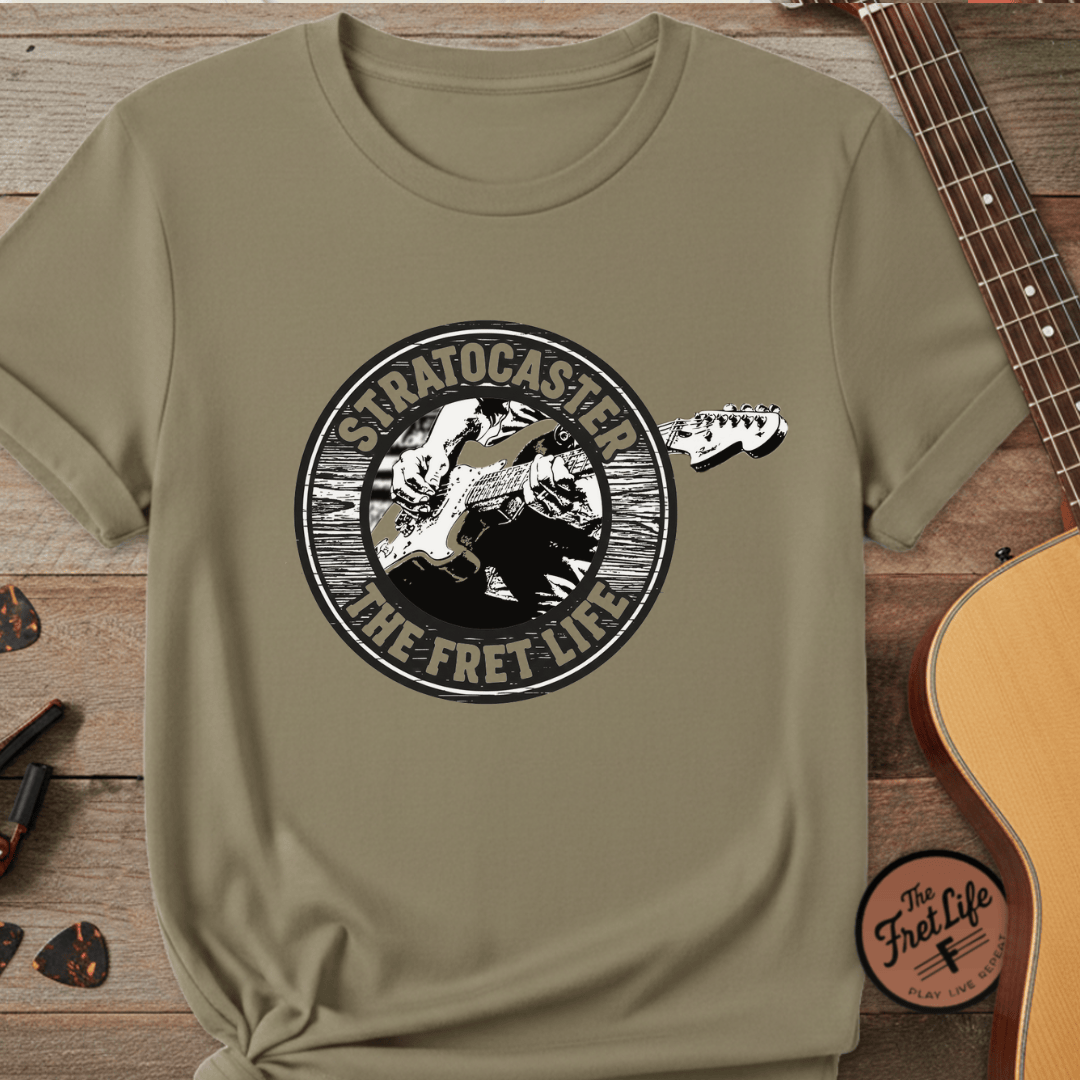 Printify T-Shirt Khaki / S The Stratocaster Tee: Wear your passion