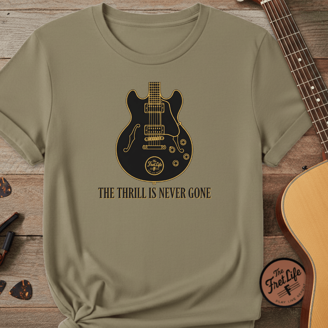 Printify T-Shirt Khaki / S The Thrill Is Never Gone – A Tribute to the King of the Blues Tee