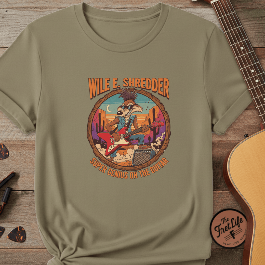 Printify T-Shirt Khaki / S Wile E Shredder Desert Guitar - Graphic T-Shirt