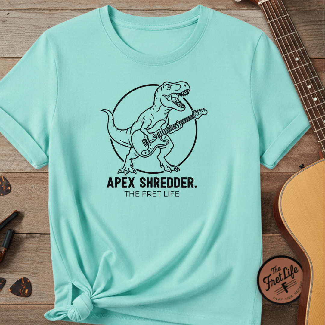 Printify T-Shirt Lagoon Blue / S Apex Shredder – The King of the Fretboard Tee