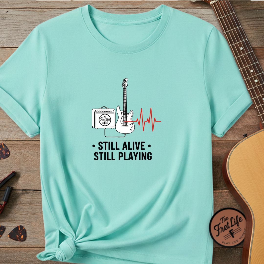 Printify T-Shirt Lagoon Blue / S Still Alive, Still Playing | Premium T-Shirt