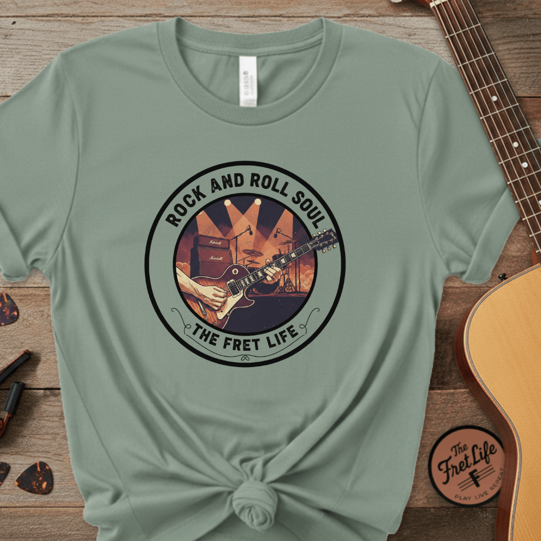 Printify T-Shirt Light Green / S Rock and Roll Soul: The Fret Life Stage Tee