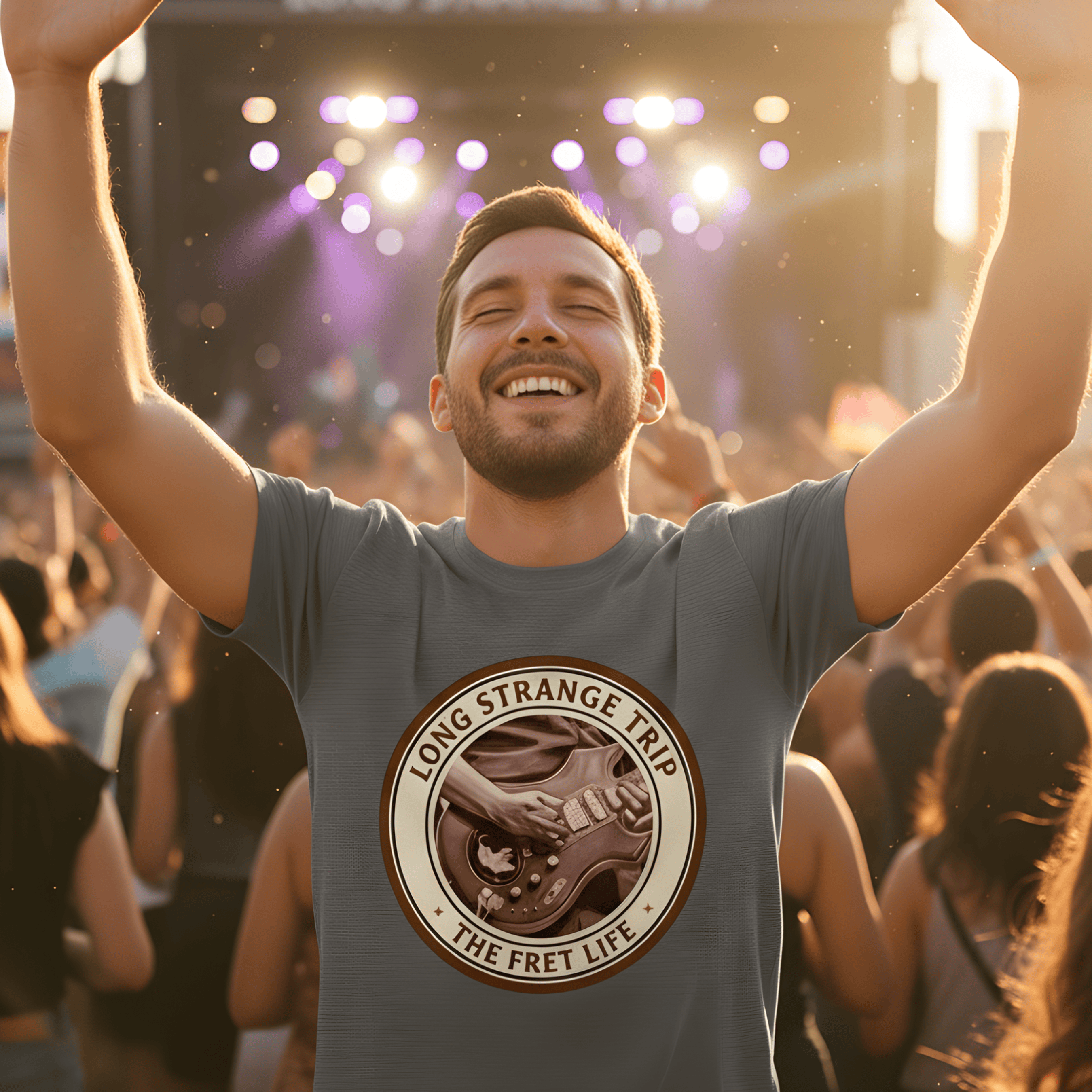 Printify T-Shirt Long Strange Trip T-Shirt | Jerry Garcia Grateful Dead Guitar Tee
