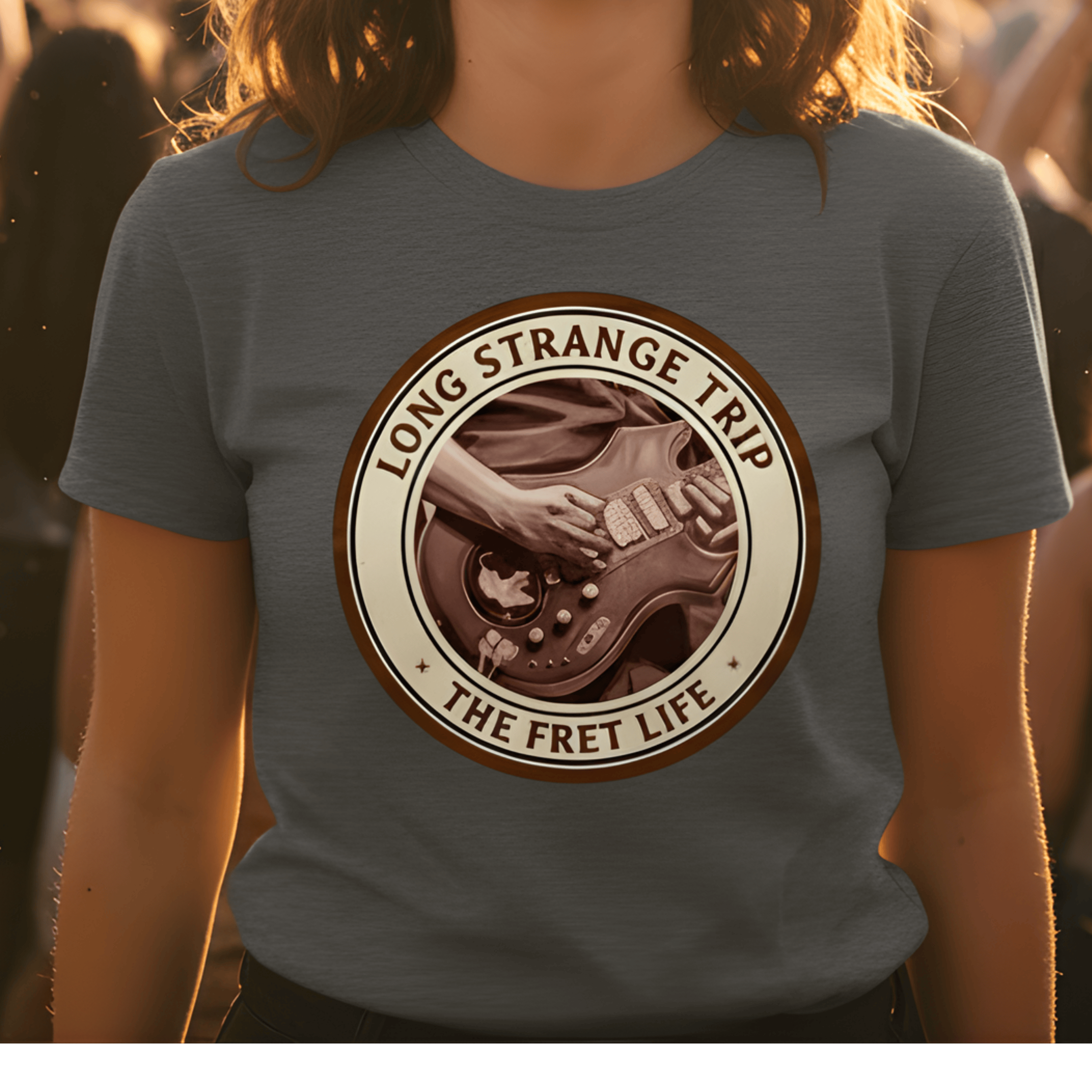 Printify T-Shirt Long Strange Trip T-Shirt | Jerry Garcia Grateful Dead Guitar Tee