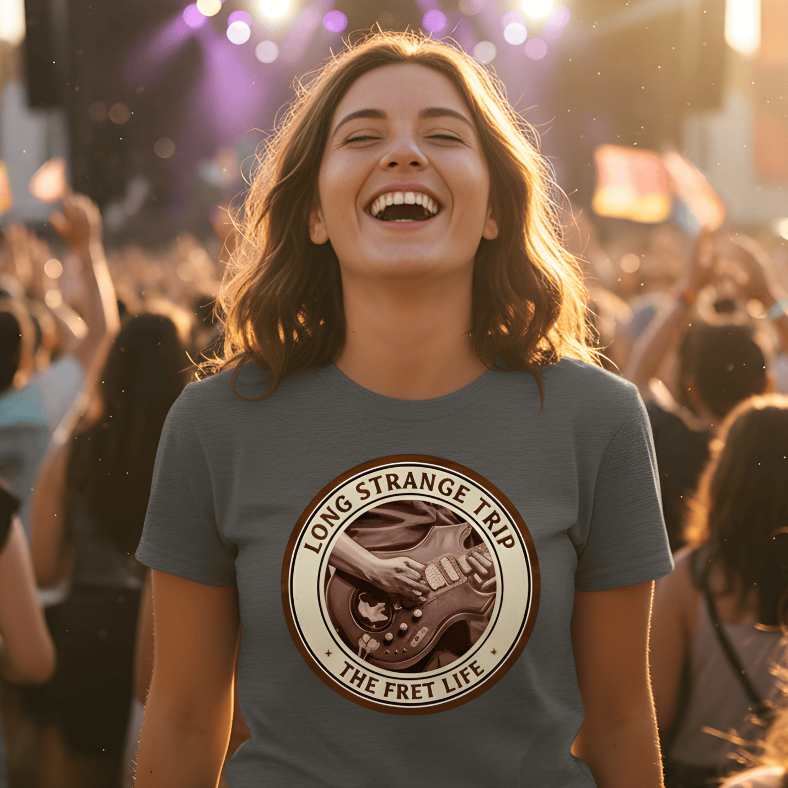 Printify T-Shirt Long Strange Trip T-Shirt | Jerry Garcia Grateful Dead Guitar Tee