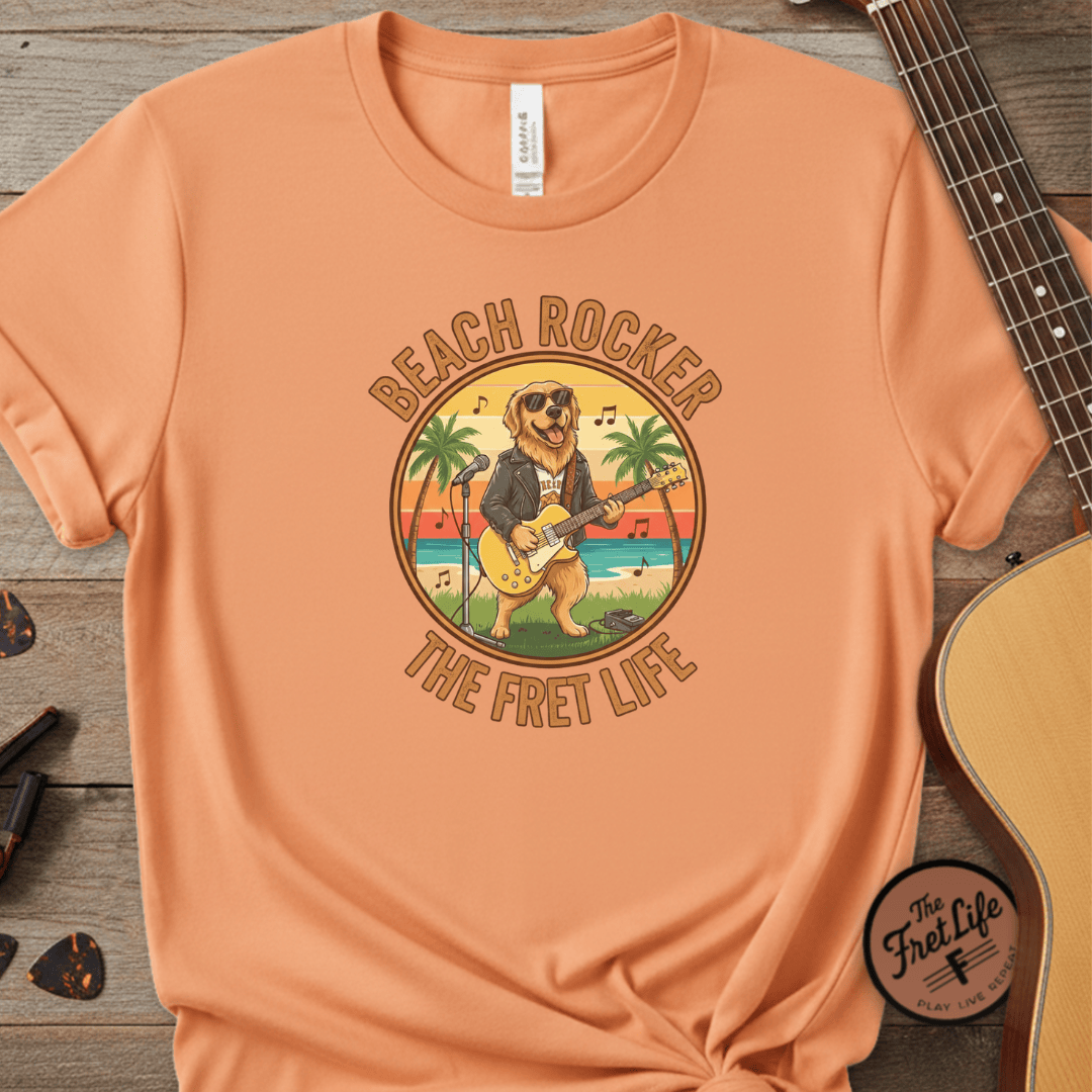 Printify T-Shirt Melon / S Beach Rocker: Golden's Sunset Shred Fret Life Tee