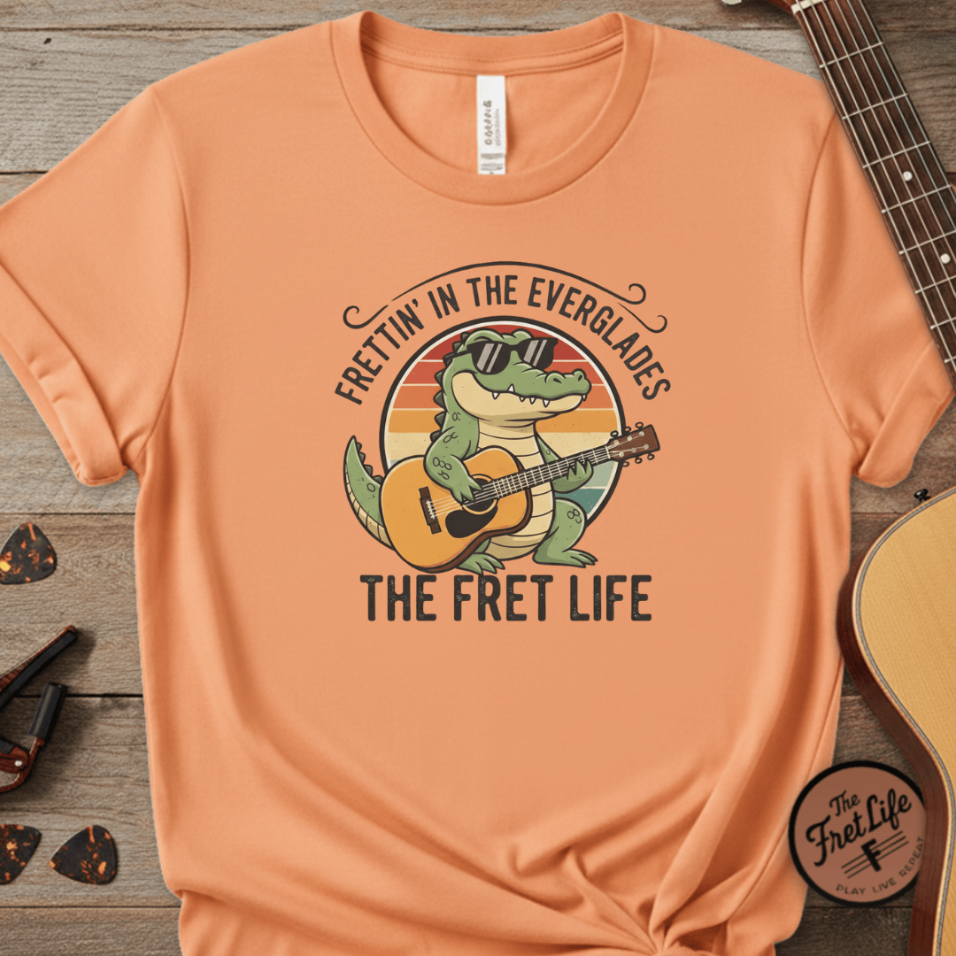 Printify T-Shirt Melon / S Frettin' in the Everglades: The Gator Guitarist Tee