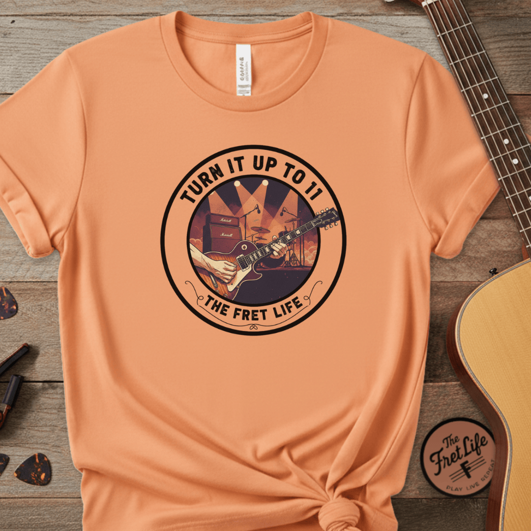 Printify T-Shirt Melon / S Turn it Up to 11 Unisex Guitar T-Shirt - Music Lover Gift Idea