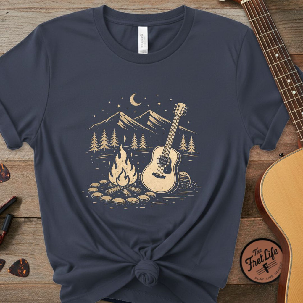 Printify T-Shirt Midnight / S Campfire Acoustic Guitar | Premium T-Shirt