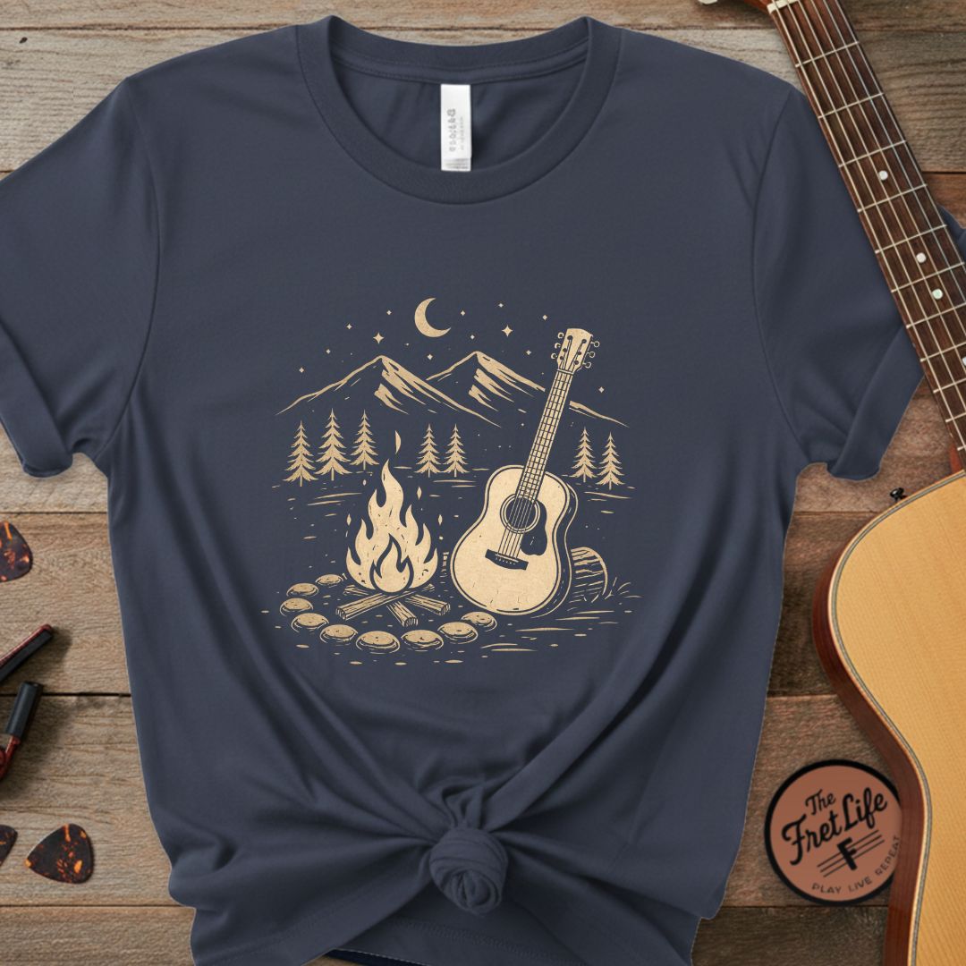 Printify T-Shirt Midnight / S Campfire Acoustic Guitar | Premium T-Shirt