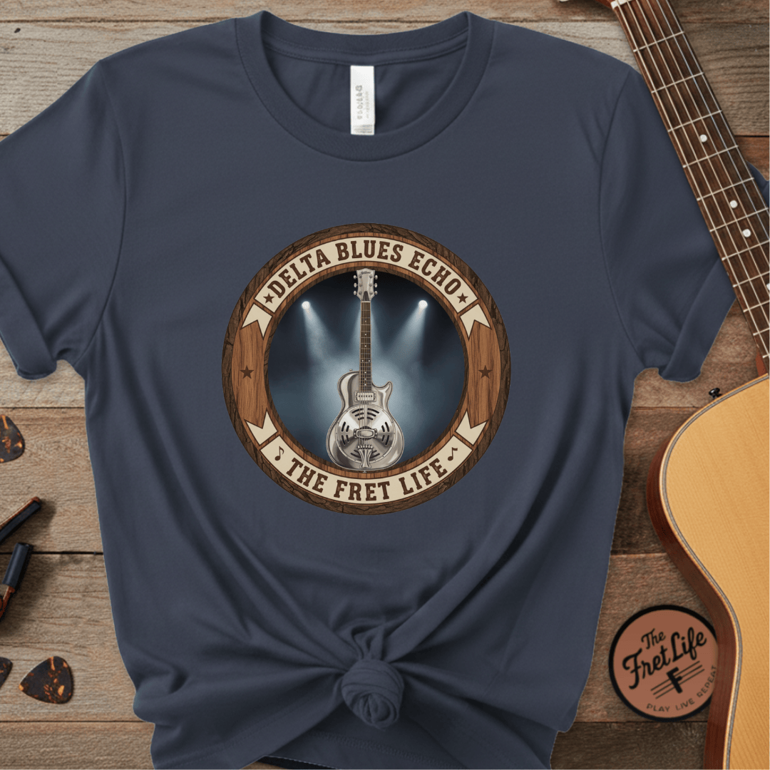Printify T-Shirt Midnight / S Delta Blues Echo Tee | Resonator Guitar Slide Player Shirt