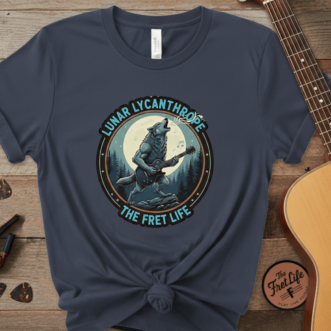 Printify T-Shirt Midnight / S Lunar Lycanthrope: Full Moon Fret Life Tee