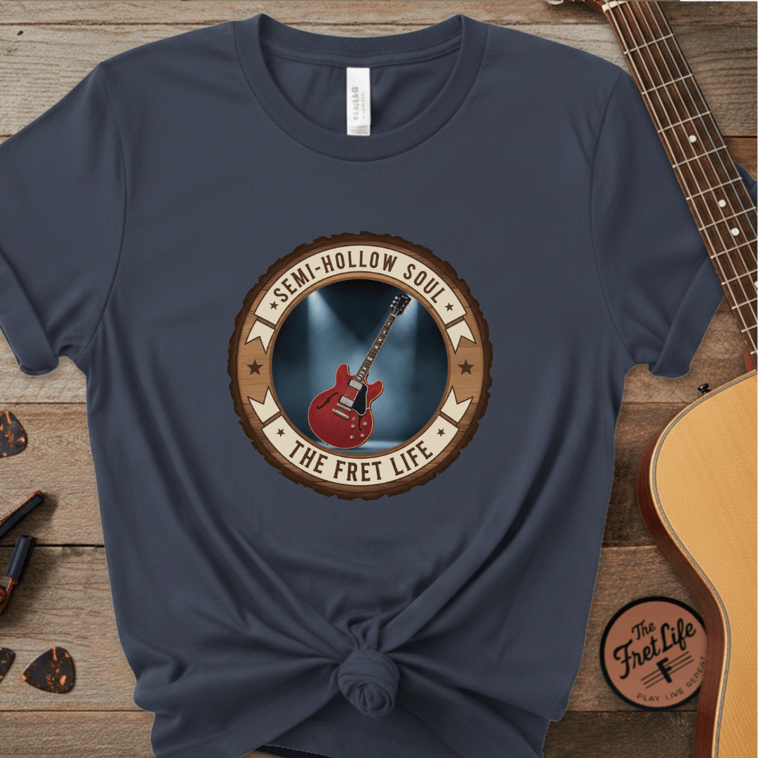 Printify T-Shirt Midnight / S Semi-Hollow Soul Tee | Gibson ES-335 Blues Jazz Guitar Shirt