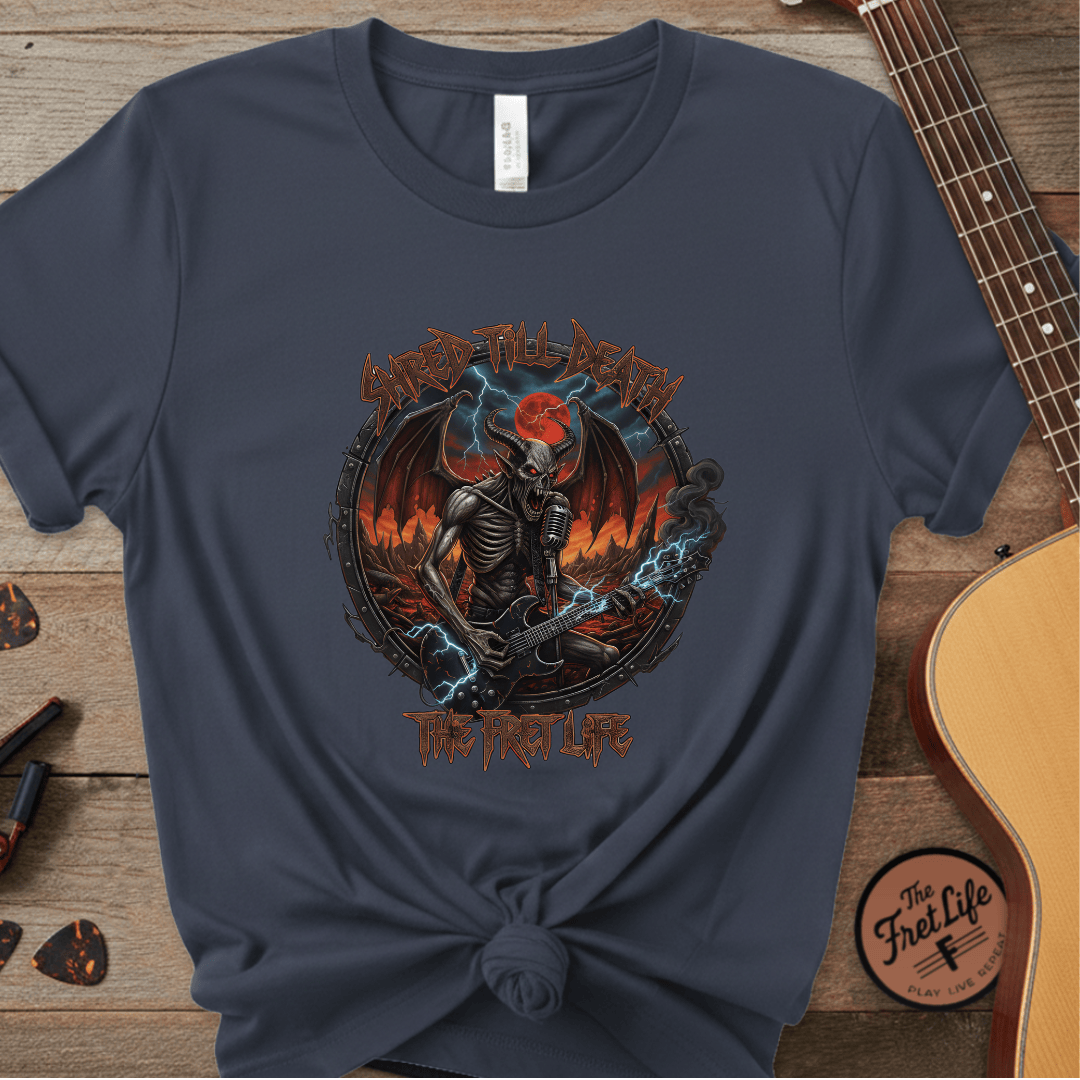 Printify T-Shirt Midnight / S Shred Till Death: Unleash the Fret Life Tee