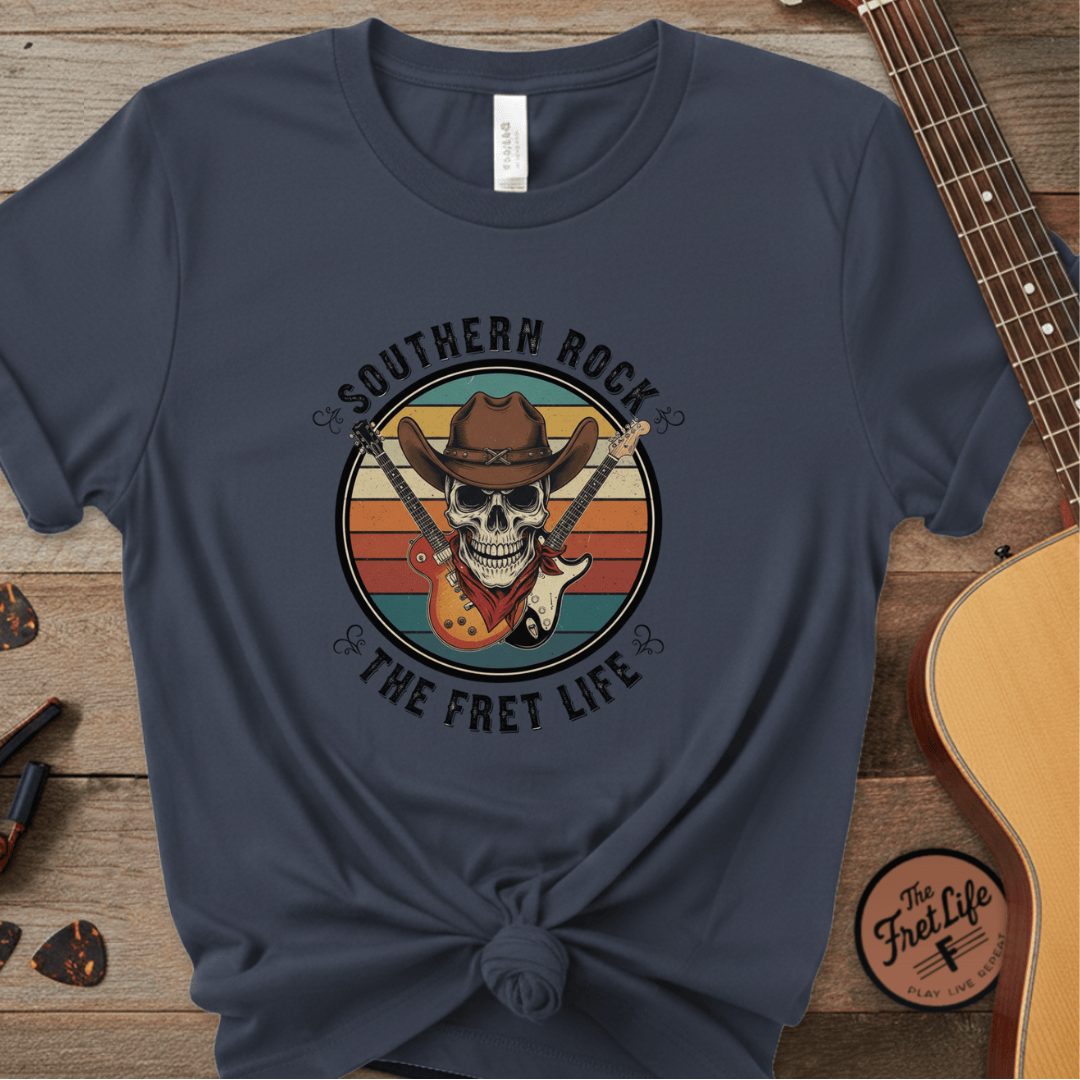Printify T-Shirt Midnight / S Southern Rock Skull: The Fret Life Outlaw Tee