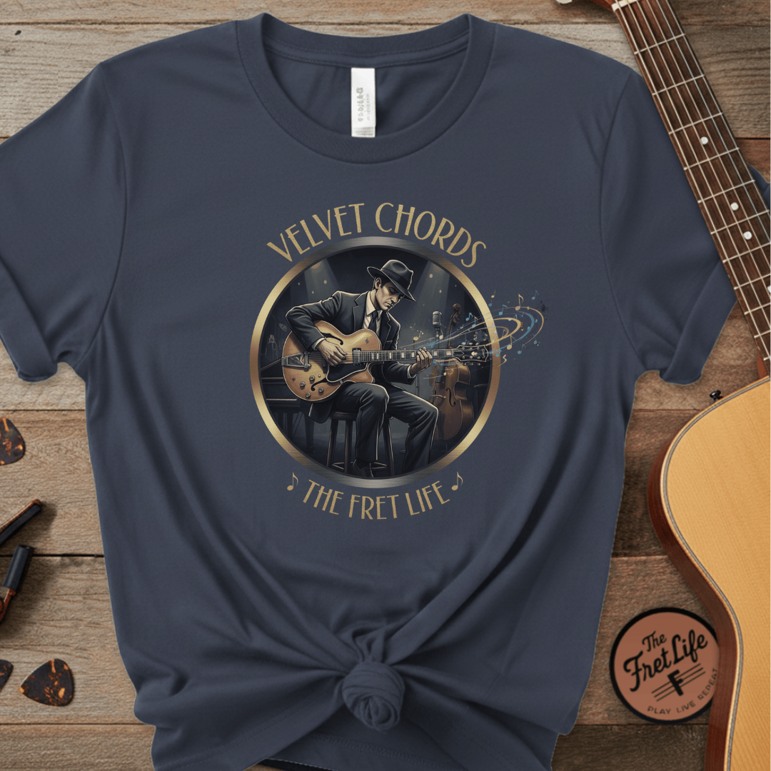 Printify T-Shirt Midnight / S Velvet Chords - The Smooth Fret Life Tee