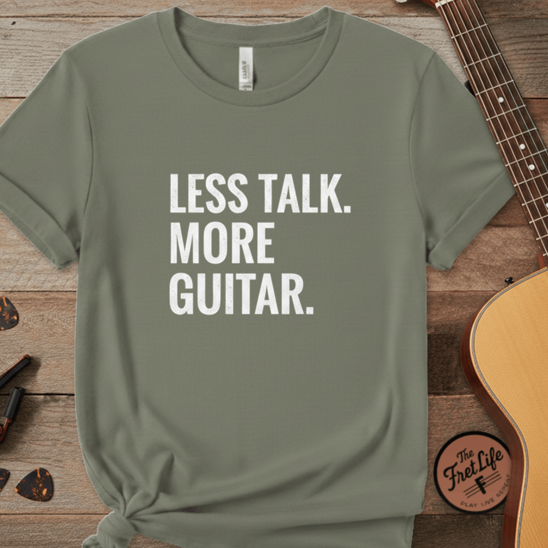 Printify T-Shirt Moss / S Less Talk. More Guitar. | Premium T-Shirt
