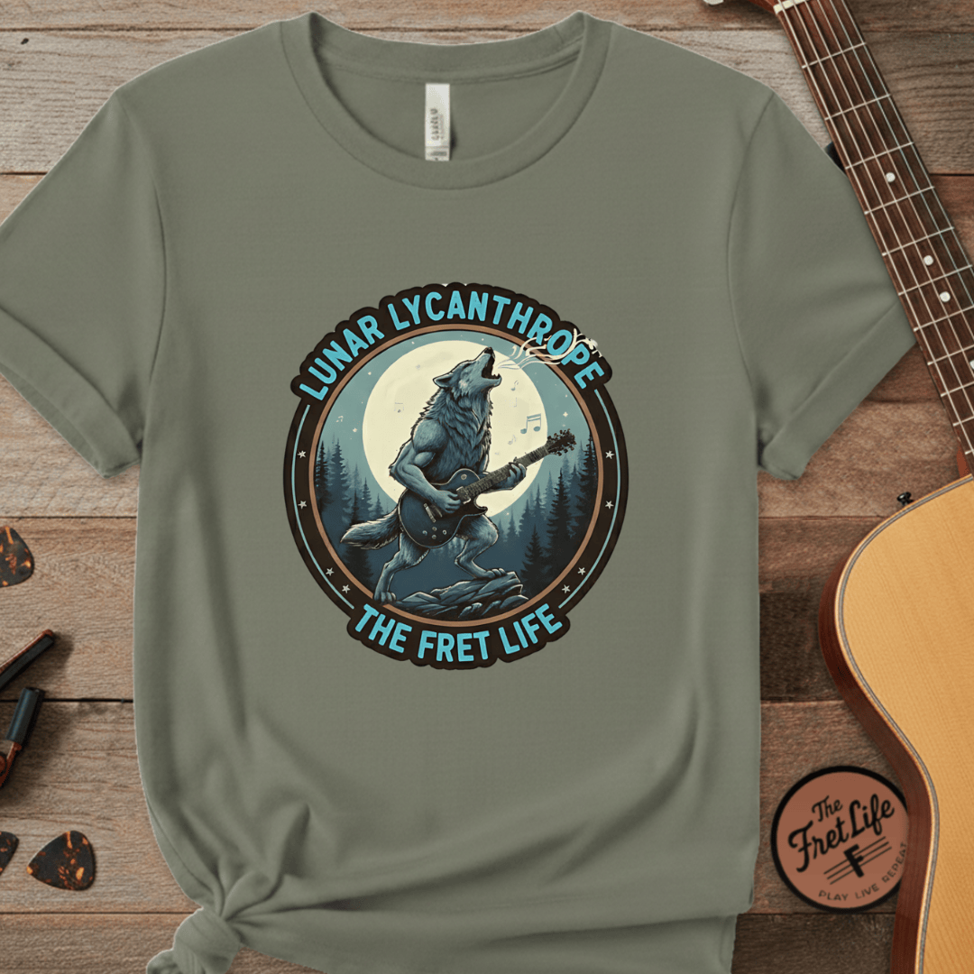 Printify T-Shirt Moss / S Lunar Lycanthrope: Full Moon Fret Life Tee