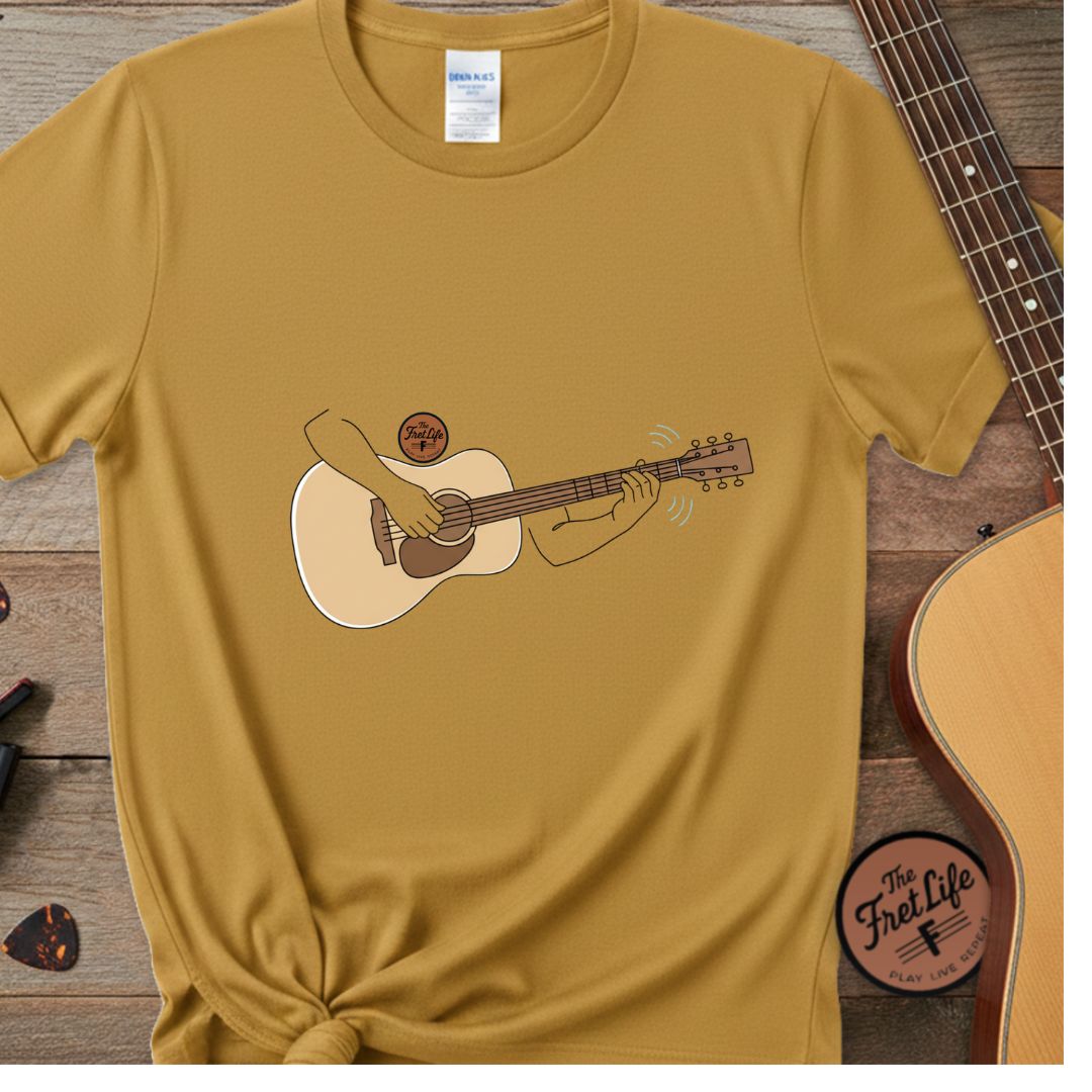 Printify T-Shirt Mustard / S Acoustic Guitar Strumming | Premium T-Shirt
