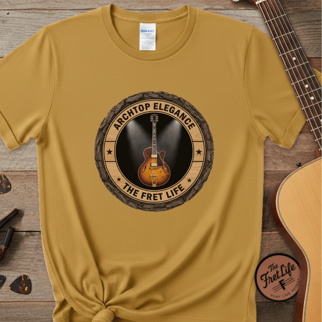 Printify T-Shirt Mustard / S Archtop Elegance Tee | Jazz Guitar Big Band Blues Fan Shirt