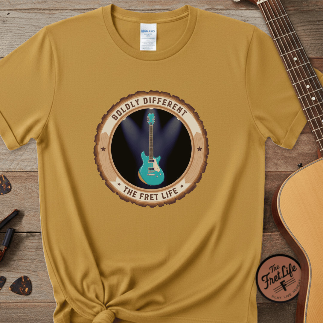 Printify T-Shirt Mustard / S Boldly Different Tee | Reverend Guitars Unique Electric Guitar Shirt