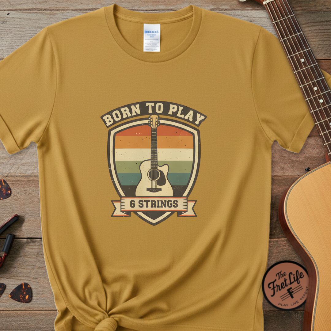 Printify T-Shirt Mustard / S Born to Play 6 Strings | Premium T-Shirt