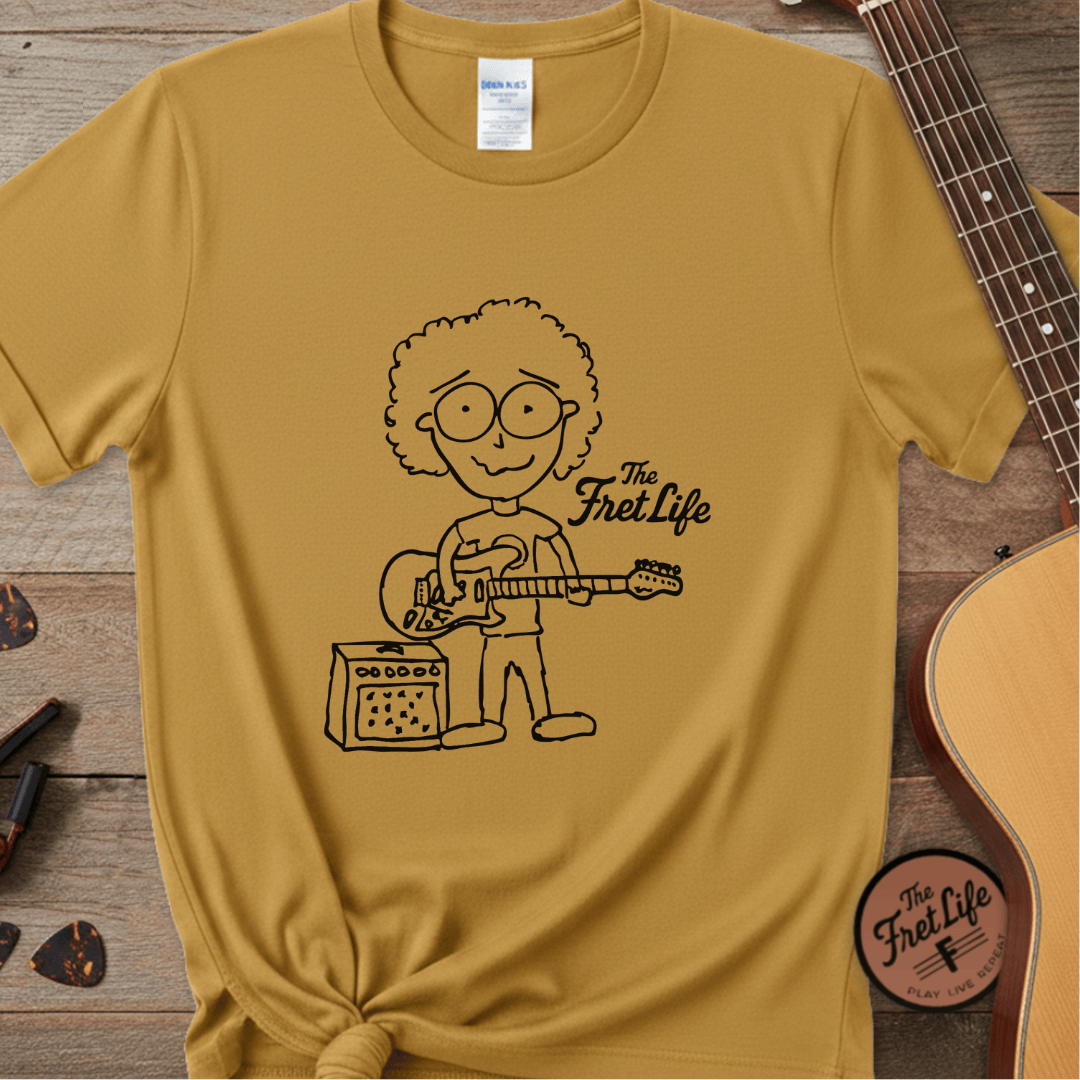 Printify T-Shirt Mustard / S "Electric Eyeball Rocker" Tee: Unplugged & Unhinged Guitarist Graphic