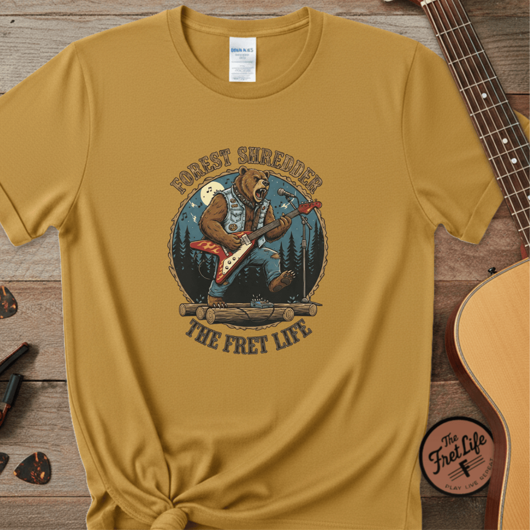 Printify T-Shirt Mustard / S Forest Shredder: The Bear Rocker T-Shirt