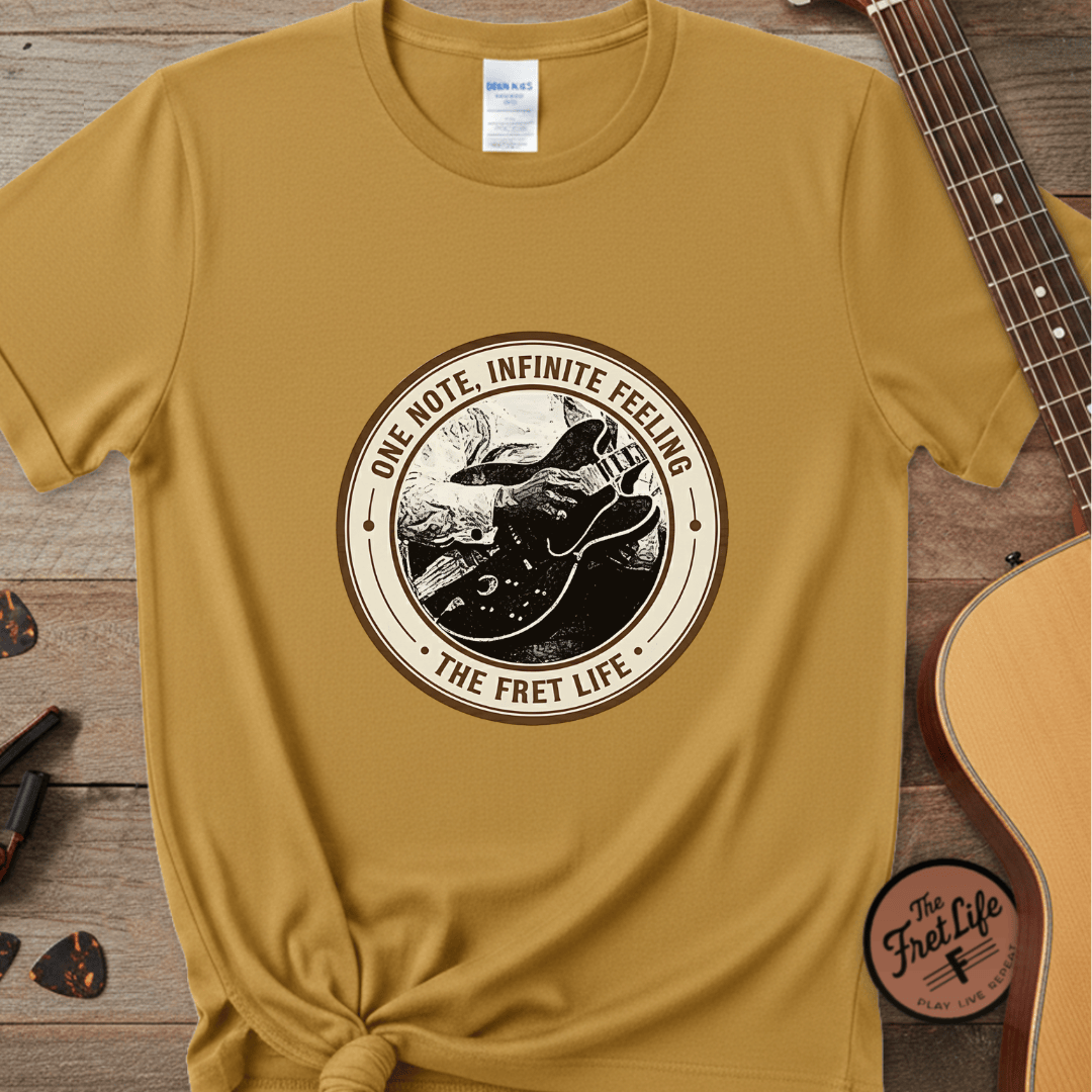 Printify T-Shirt Mustard / S Lucille Blues T-Shirt | BBK's ES-355 Guitar Fan Tee