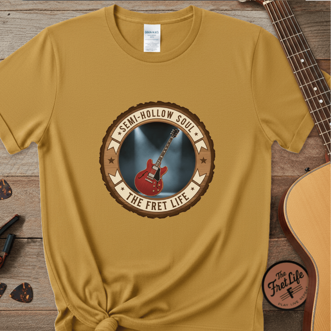 Printify T-Shirt Mustard / S Semi-Hollow Soul Tee | Gibson ES-335 Blues Jazz Guitar Shirt