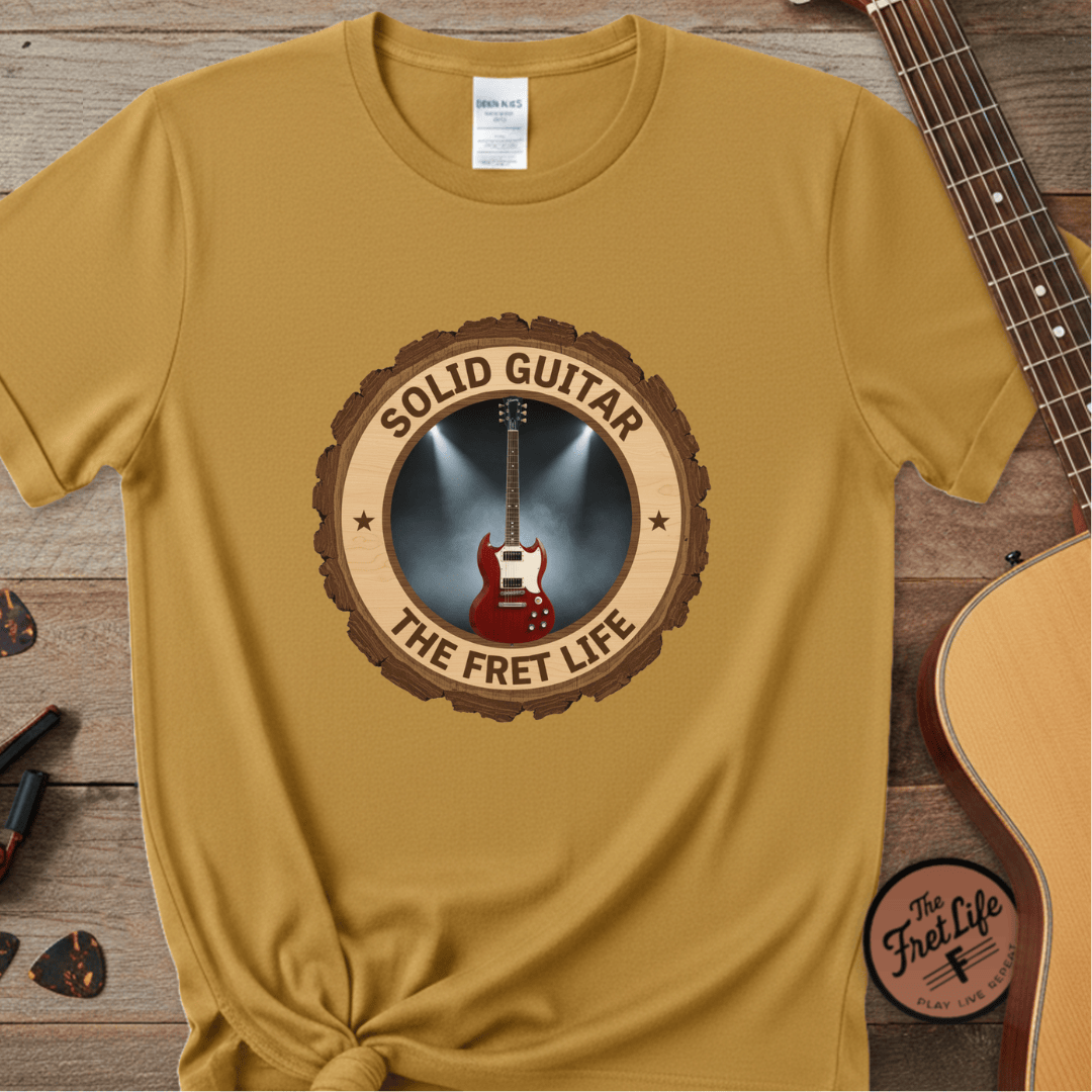 Printify T-Shirt Mustard / S Solid Guitar Tee | Gibson SG Rock Electric Guitar Fan Shirt