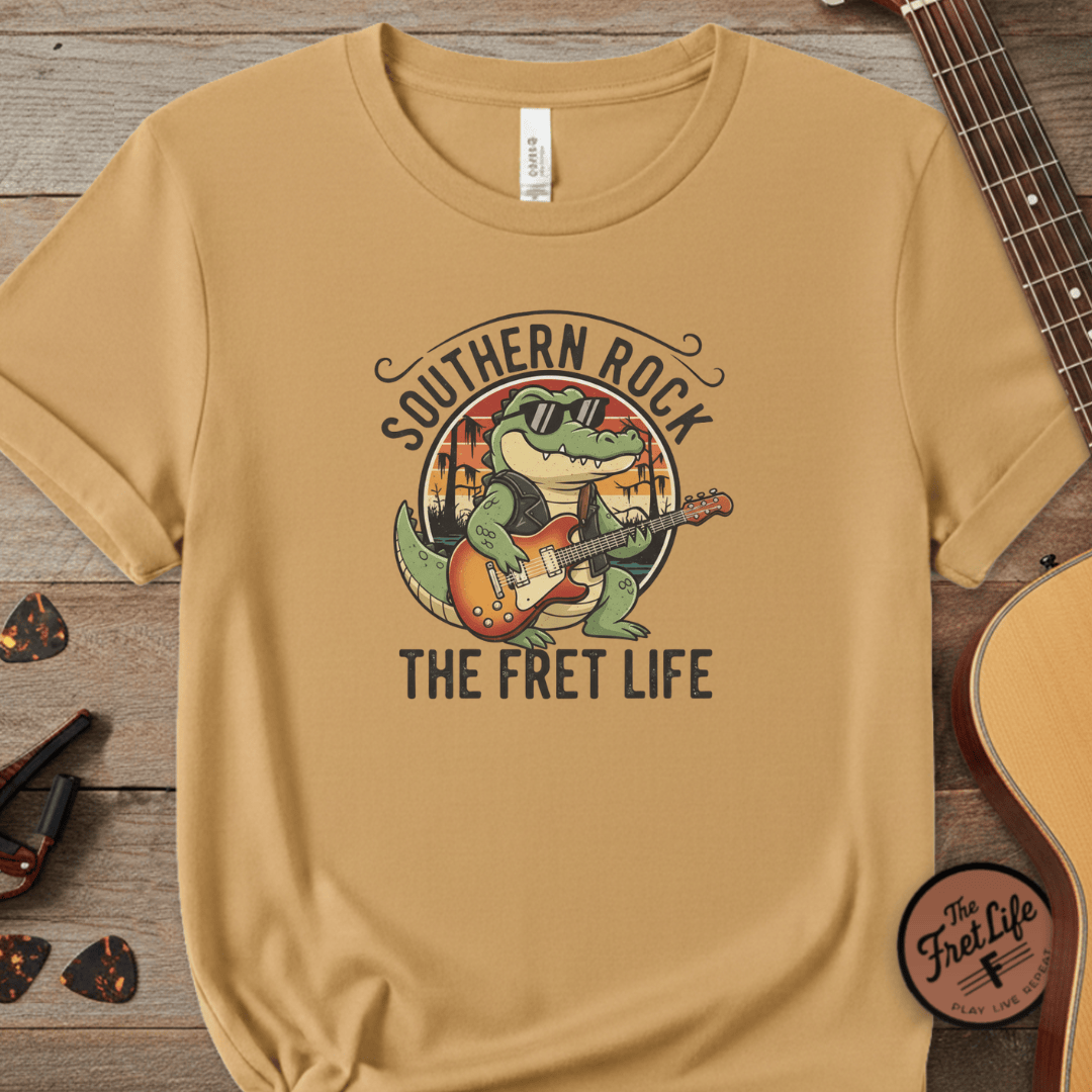 Printify T-Shirt Mustard / S Southern Rock Gator: The Fret Life Swamp Jam Tee