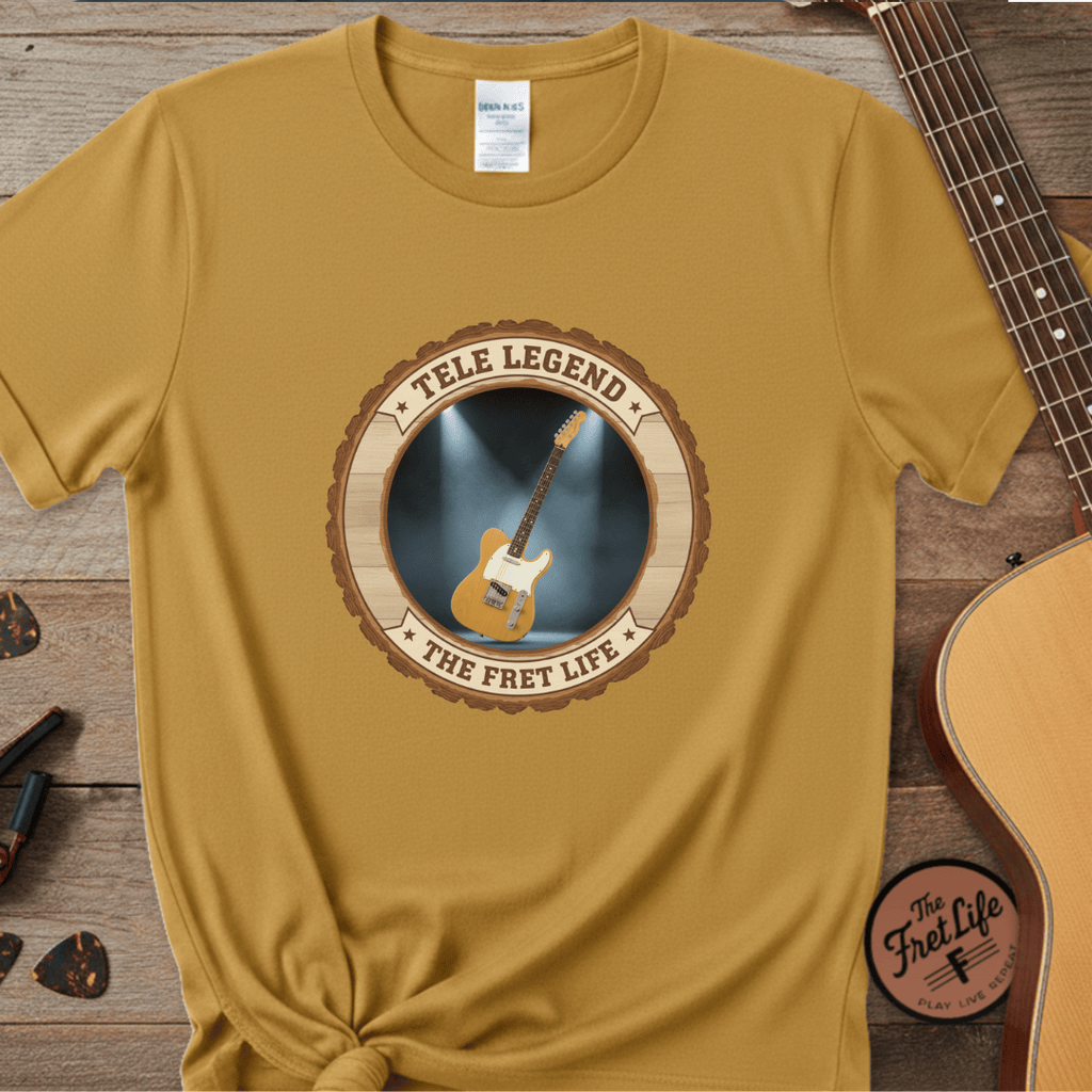 Printify T-Shirt Mustard / S Tele Legend Tee | Fender Telecaster Twang Electric Guitar Shirt