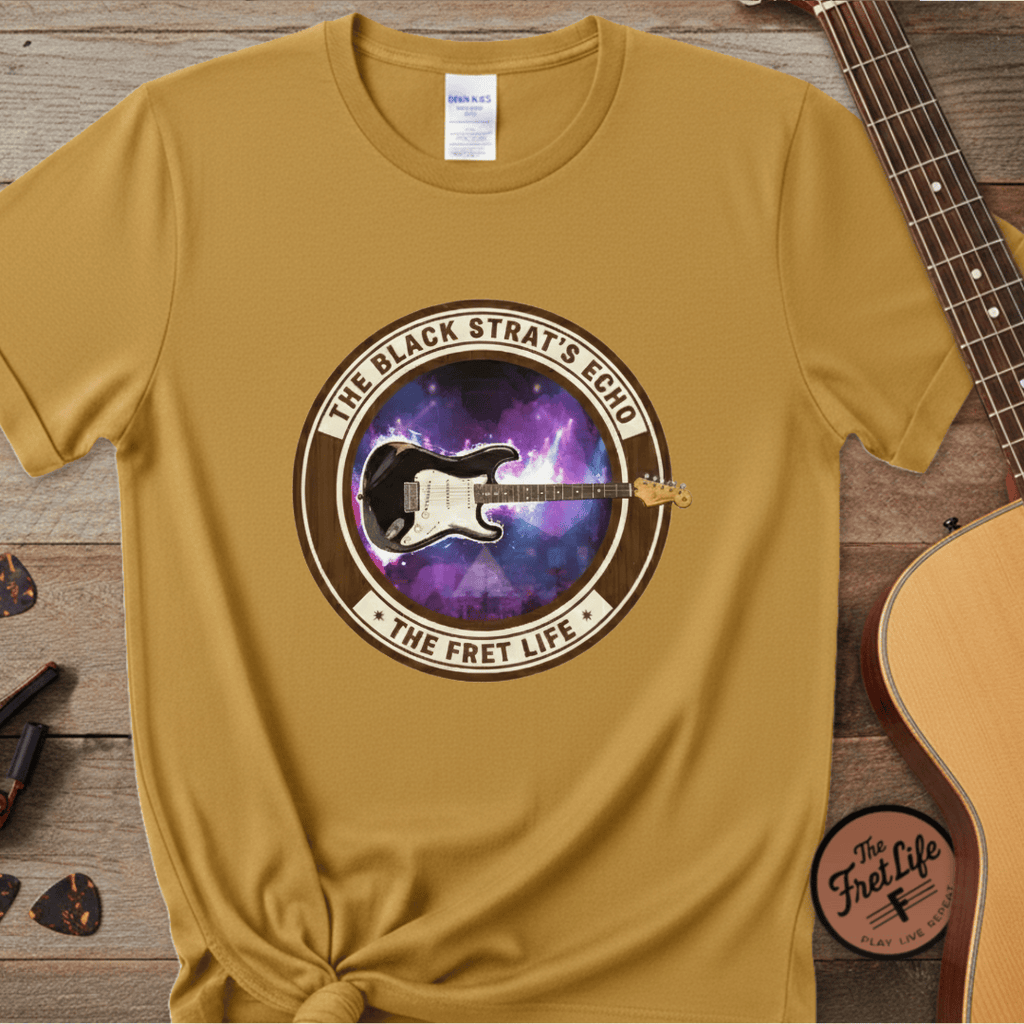 Printify T-Shirt Mustard / S The Black Strat T-Shirt | David Gilmour Pink Floyd Guitar Legend Tee