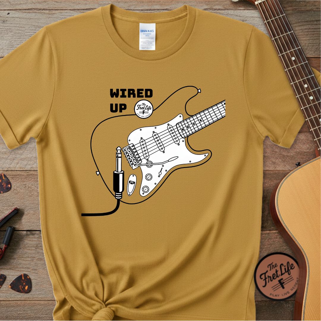 Printify T-Shirt Mustard / S Wired Up T-Shirt