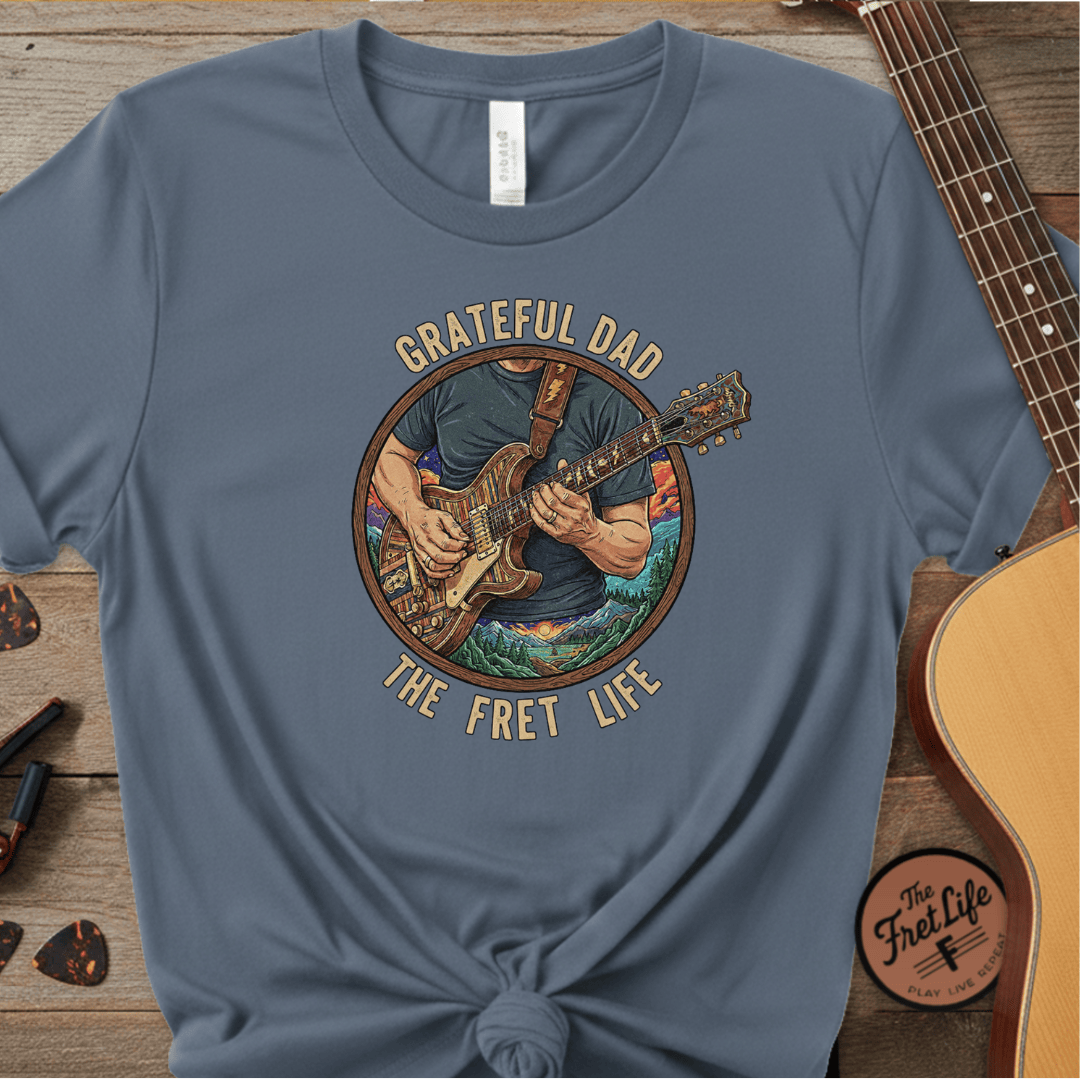 Printify T-Shirt Mystic Blue / S Grateful Dad: The Fret Life Jam Band T-Shirt