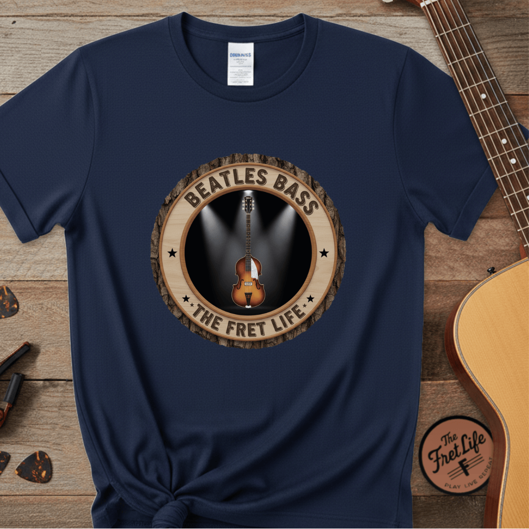 Printify T-Shirt Navy / S Beatles Bass Tee | Hofner Violin Bass PM Fan Shirt