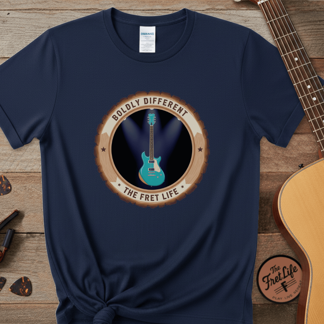Printify T-Shirt Navy / S Boldly Different Tee | Reverend Guitars Unique Electric Guitar Shirt