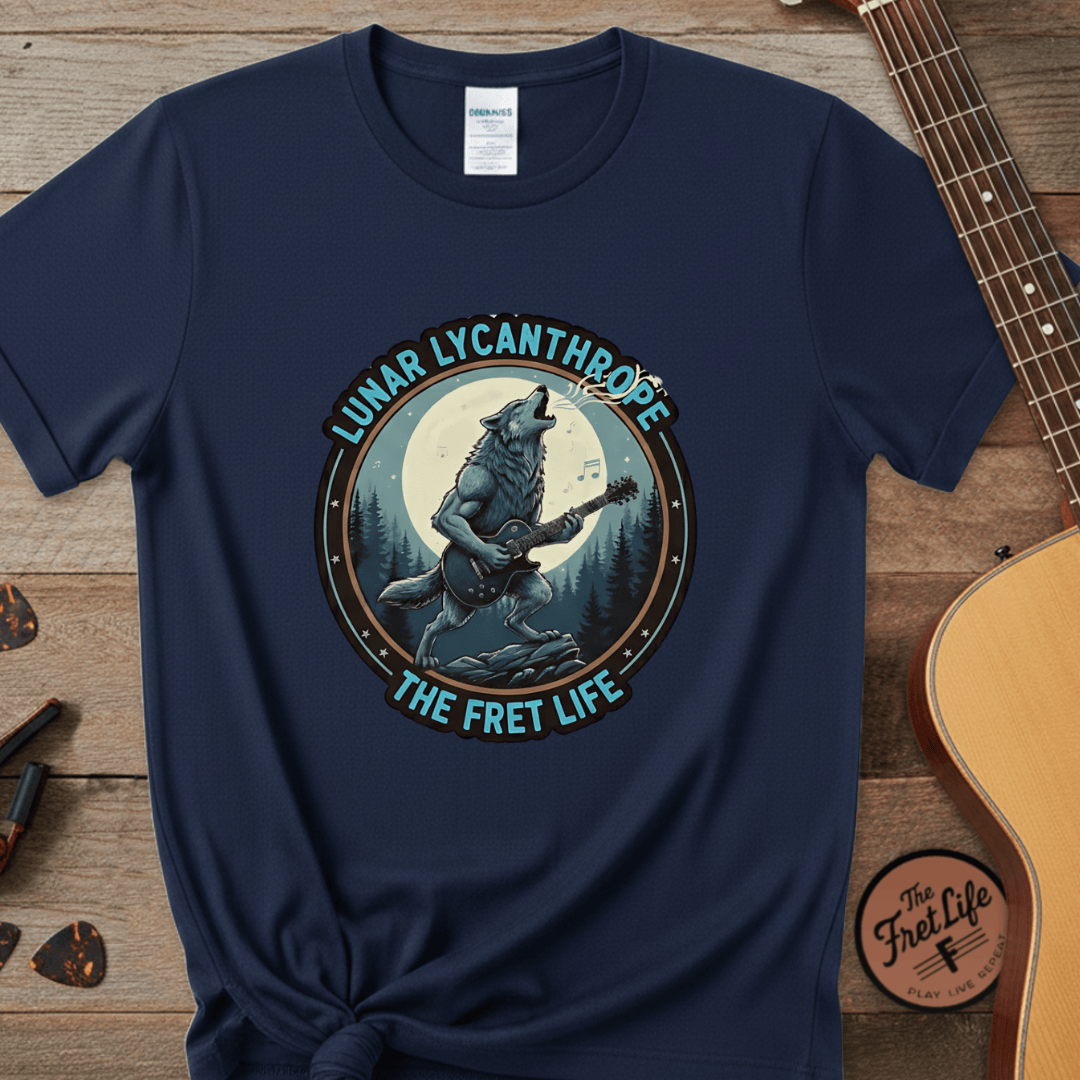 Printify T-Shirt Navy / S Lunar Lycanthrope: Full Moon Fret Life Tee