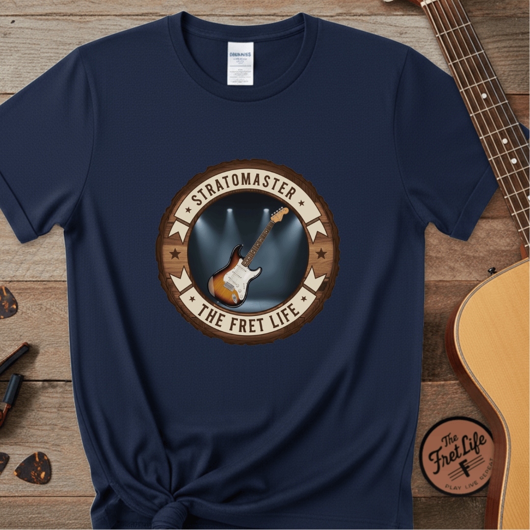 Printify T-Shirt Navy / S Stratomaster Tee | Fender Stratocaster Electric Guitar Fan Shirt
