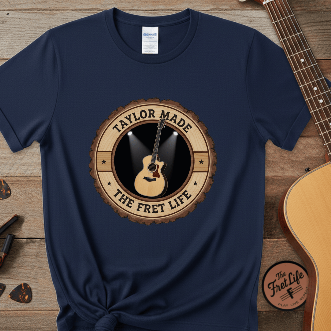 Printify T-Shirt Navy / S Taylor Made Tee | Modern Acoustic Guitar Player Shirt