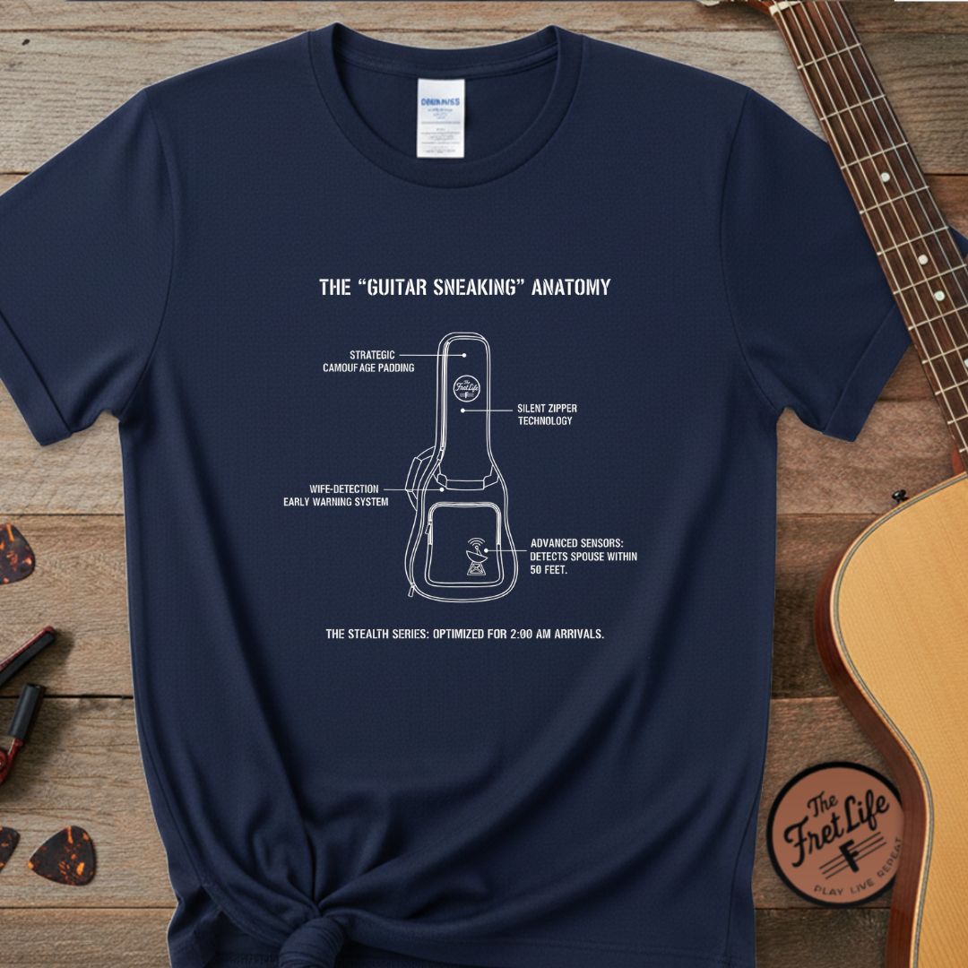 Printify T-Shirt Navy / S The "Guitar Sneaking" Anatomy: Stealth Series T-Shirt