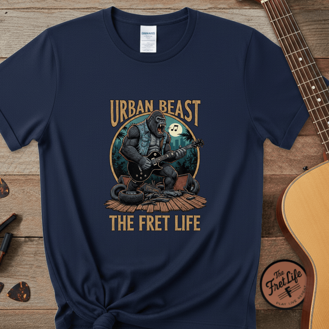 Printify T-Shirt Navy / S Urban Beast: The Fret Life Concrete Jungle Tee